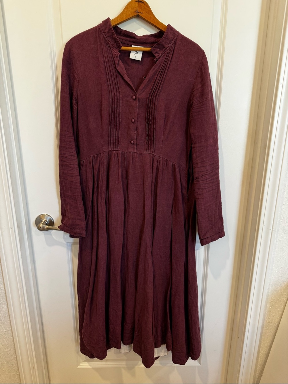 Son de Flor Long Sleeve Midi Dress in Deep Plum